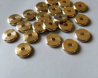 100pcs Raw Brass Rondelle Spacer Beads: 7.5mm -F551