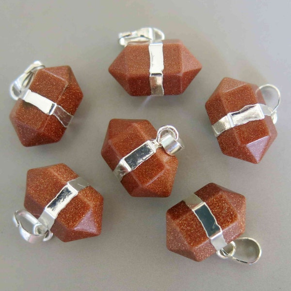 Polished Natural Golden Sandstone Double Terminated Point Pendant With Silver Bail - B919