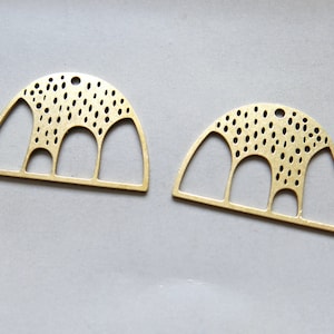 6pcs Raw Brass Half Round Charms, Domed Pendants, Jewelry Making Supplies 30mmx21mm - F1700