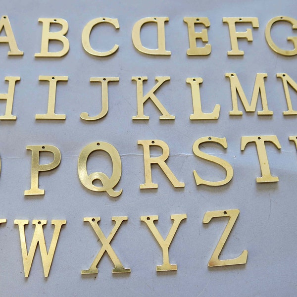 Raw Brass A-Z Alphabet Charms, Letter Pendants 24mm x 15mm - F1030