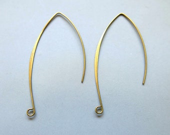 30pcs Raw Brass Ear Wire Earring,Earrings Hook, Findings 48mm x 25mm - F1968