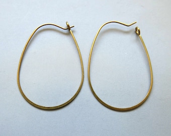 30pcs Raw Brass Ear Wire,Oval Earrings Hook Findings 40mmx29mm - F1964