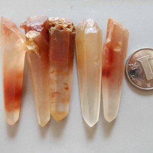 3pcs Natural Rare Red Phantom Quartz Point 60mmx12mm