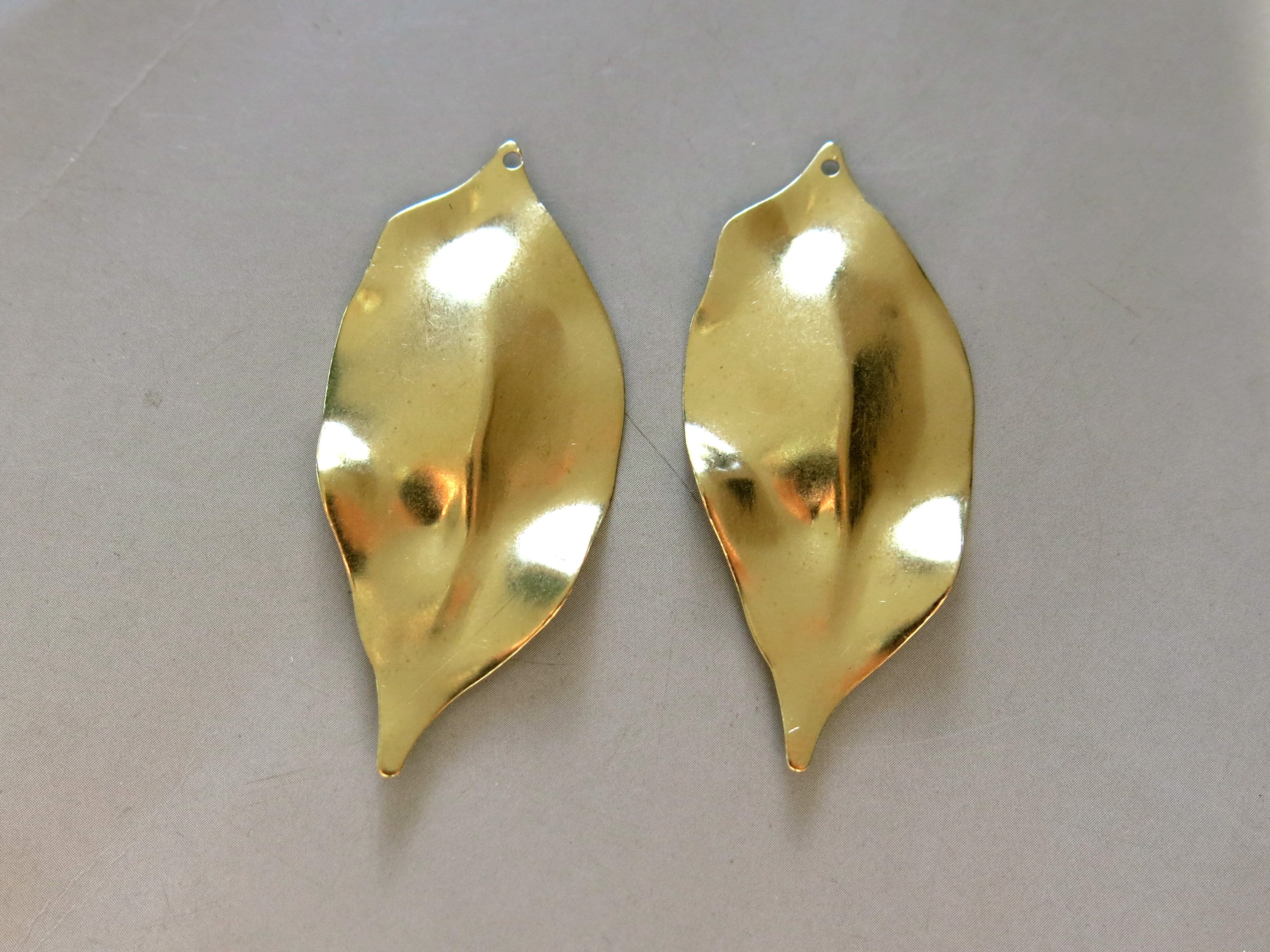 50pcs Raw Brass Leaf Shape Charms, Findings 35mm X 16mm