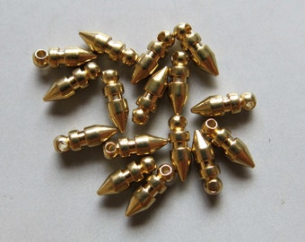 100pcs Solid Raw Brass Bullet Charm 9mm x 3mm - F104