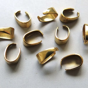 50pcs Raw Brass Pendant Bail  Findings 9mm x 3.5mm- F1830
