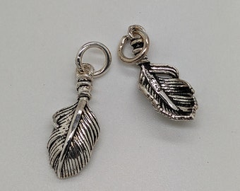 sterling silver feather charm