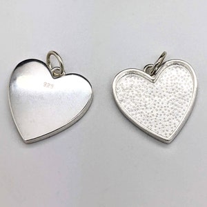 Sterling silver heart bezel pendant 18mm solid silver resin fillable pendant ashes jewellery finding resin art finding image 3
