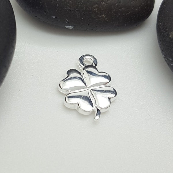 sterling silver shamrock charm 4 leafed clover charm lucky silver charm