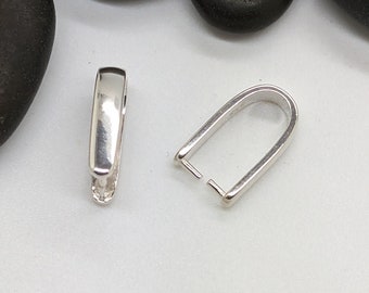 V Large sterling silver pinch bail large silver bail plain sterling silver 925 . plain large silver bail with 2 prongs