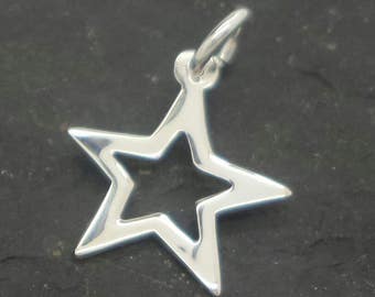 Solid 925 Sterling Silver Star Pendant Charm 12mm x 18mm Solid 925 Sterling Silver Star Pendant Charm 12mm x 18mm