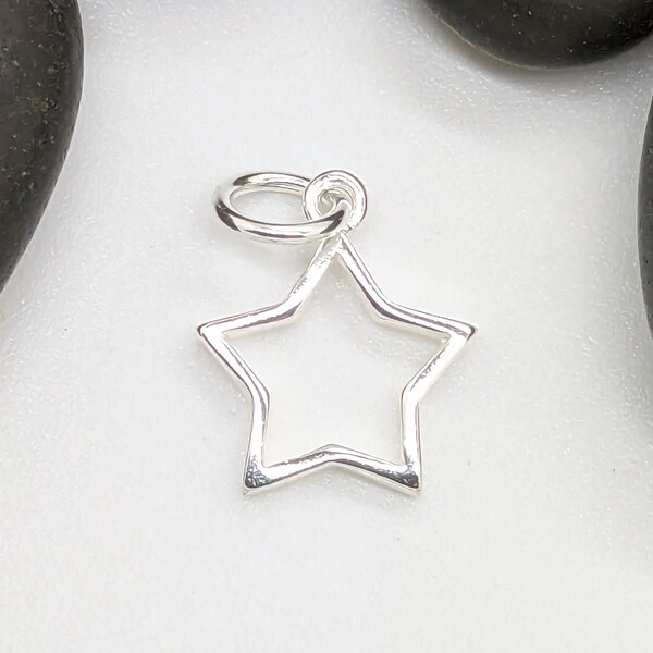 Sterling silver star charm hollow star shape charm pendant