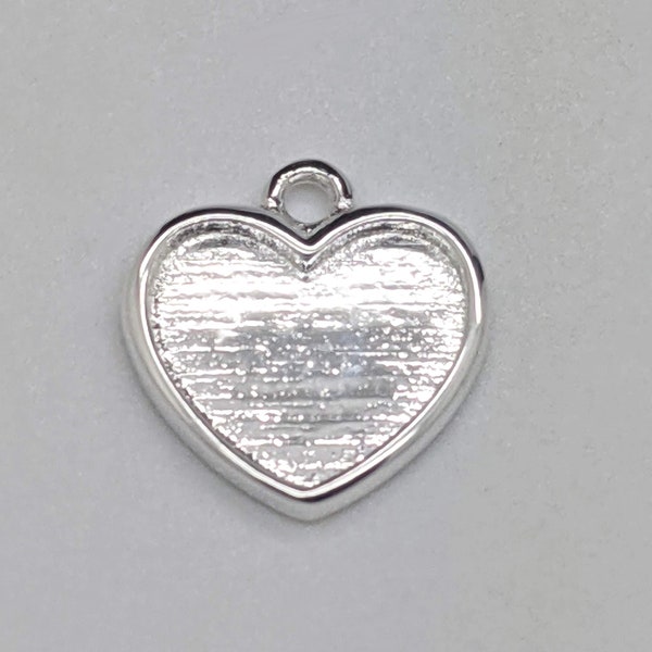 Sterling silver heart charm with bezel resin fillable silver heart charm resin art findings ashes jewellery finding