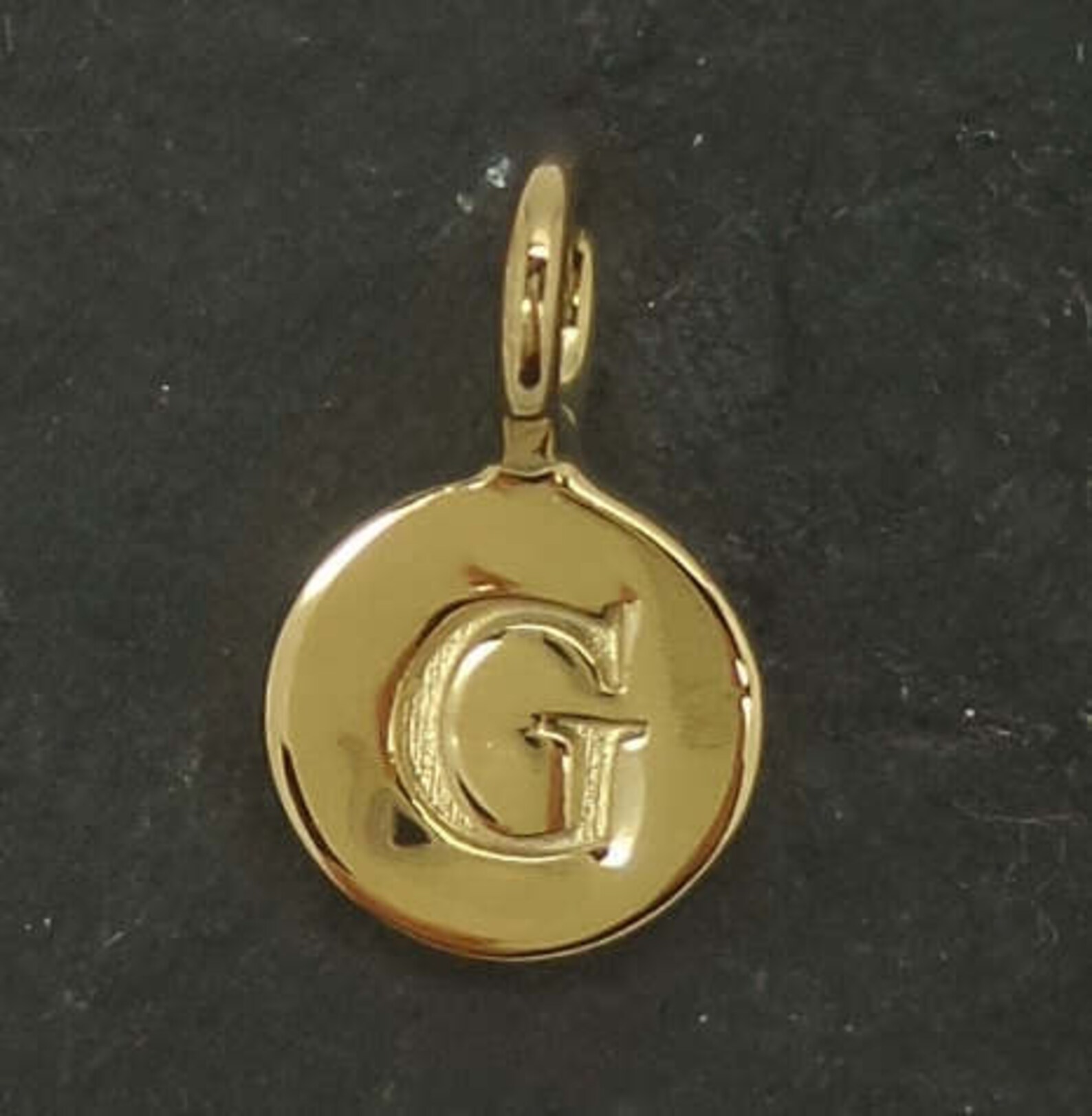 Gold on Sterling Silver Round Letter Charm G Gold Initial G Etsy