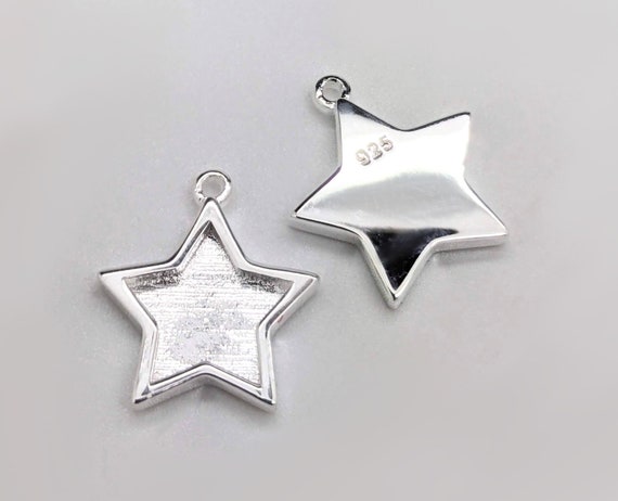 Sterling silver Star charm with bezel resin fillable silver starcharm resin art findings ashes jewellery finding