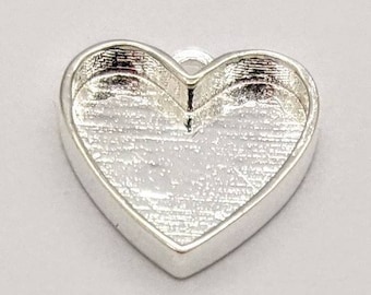 Sterling silver heart bezel charm for resin crafts fillable heart charm.