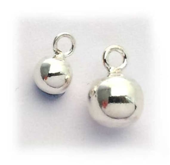 6mm Seemless Sterling Silver Ball INTERCHANGEABLE Earring Charms ONE PAIR