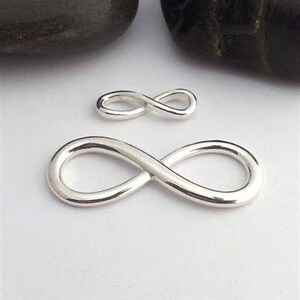 small Solid Sterling Silver INFINITY connector , Sterling silver infinity symbol charm connector , solid silver eternity shape