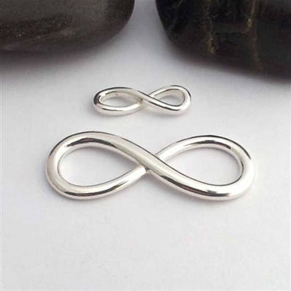 small Solid Sterling Silver INFINITY connector , Sterling silver infinity symbol charm connector , solid silver eternity shape