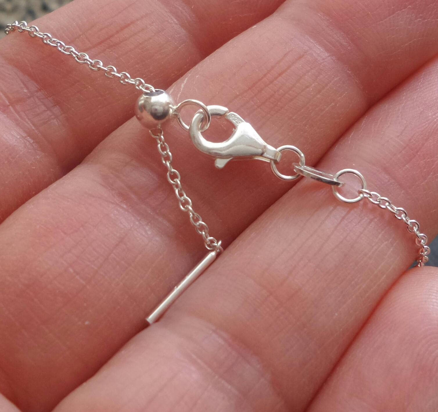 Sterling Silver Adjustable Chain Necklace , 18 Inch Chain Slider Bead ...