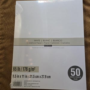 8 1/2 x 11 Recollections Cardstock - Biały