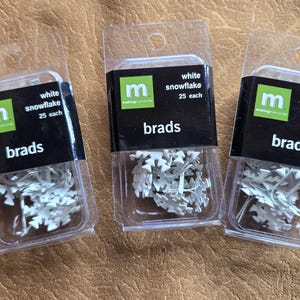 White Snowflake Brads, Scrapbooking Embellishments, 3 Packages
