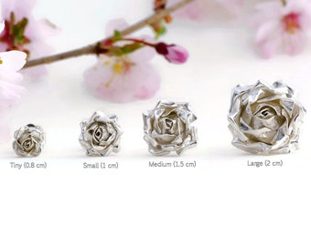 Large Rose Studs Earrings, Sterling Silver studs, Rose Earrings, Statement Jewelry, Flower Earrings, Boho Wedding Jewelry, valentine gifts