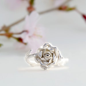 Rose Flower Ring, Handmade Silver Twig Ring, Silver Rose Ring, Graduation Jewelry, Women Flower Ring, Sterling Silver Ring, Engagement Ring