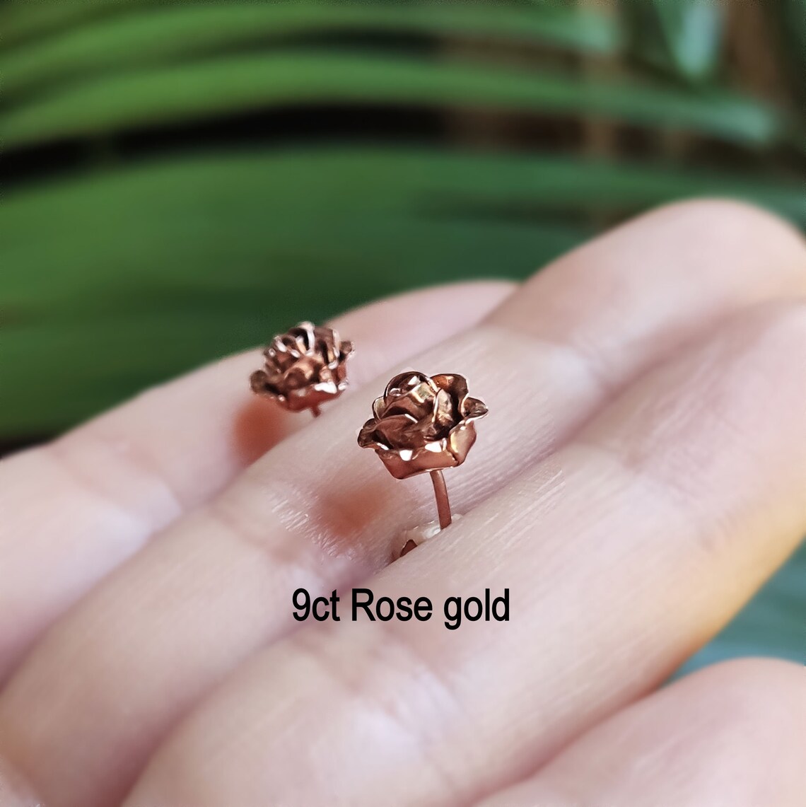 18 Karat Gold Rose Stud Earrings Rose Gold Earrings Gold Etsy