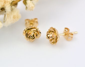 Rose Gold Earrings, Flower Earrings, 9 Karat Gold Stud Earrings, Hallmark Jewelry, Dainty Post Earrings, Gift For Her, Flower Stud Earrings