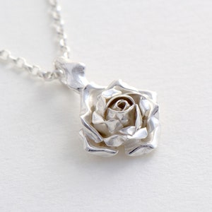 Sterling Silver Rose Pendant Necklace: Romantic Flower Jewelry