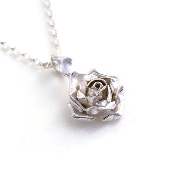 Collier Rose En Argent Délicate Fleur Rose Pendentif Bijoux De Mariage Des Mères Cadeaux Pour Elle