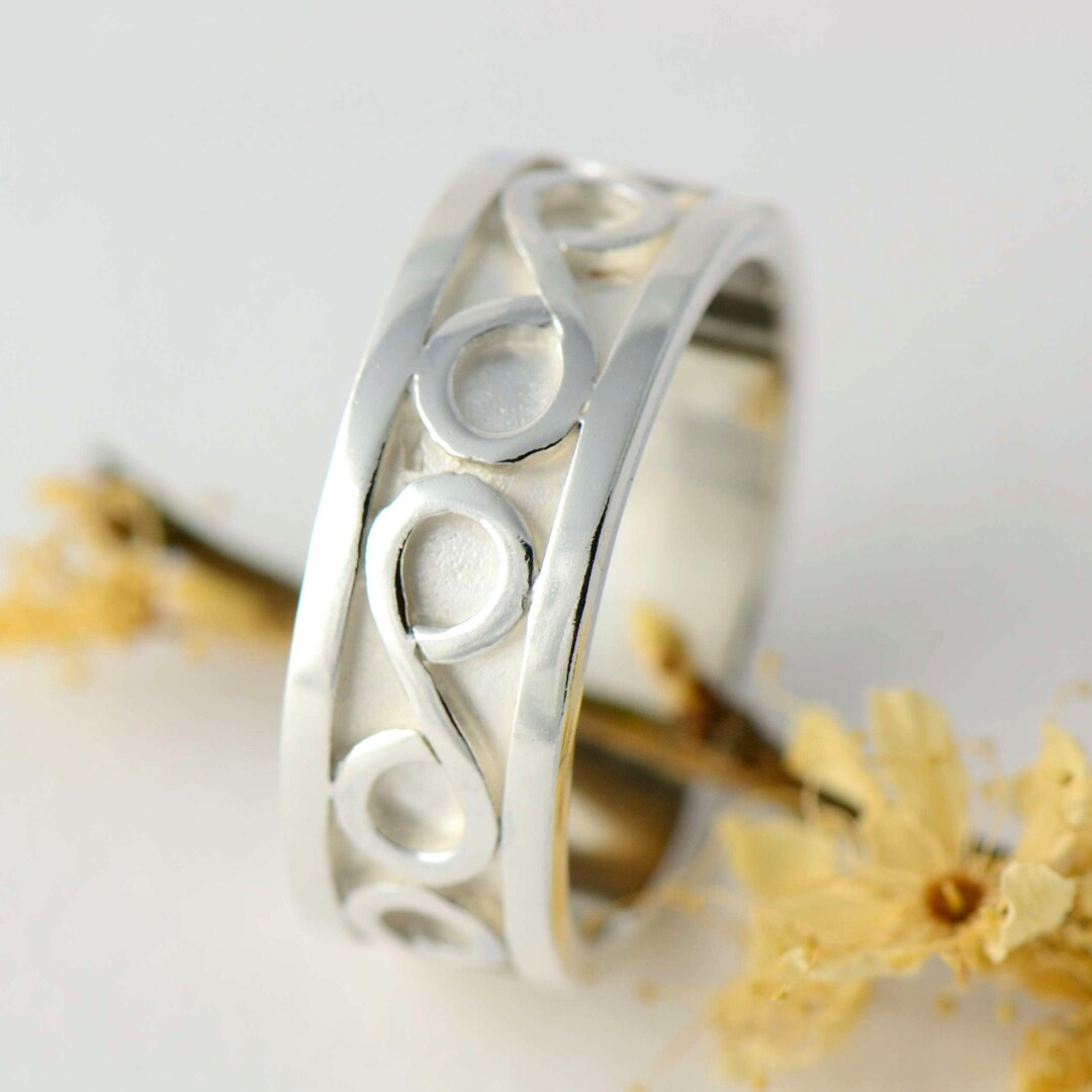 Handmade Sterling Silver Wide Wedding Band: Infinity Pattern Ring - Etsy