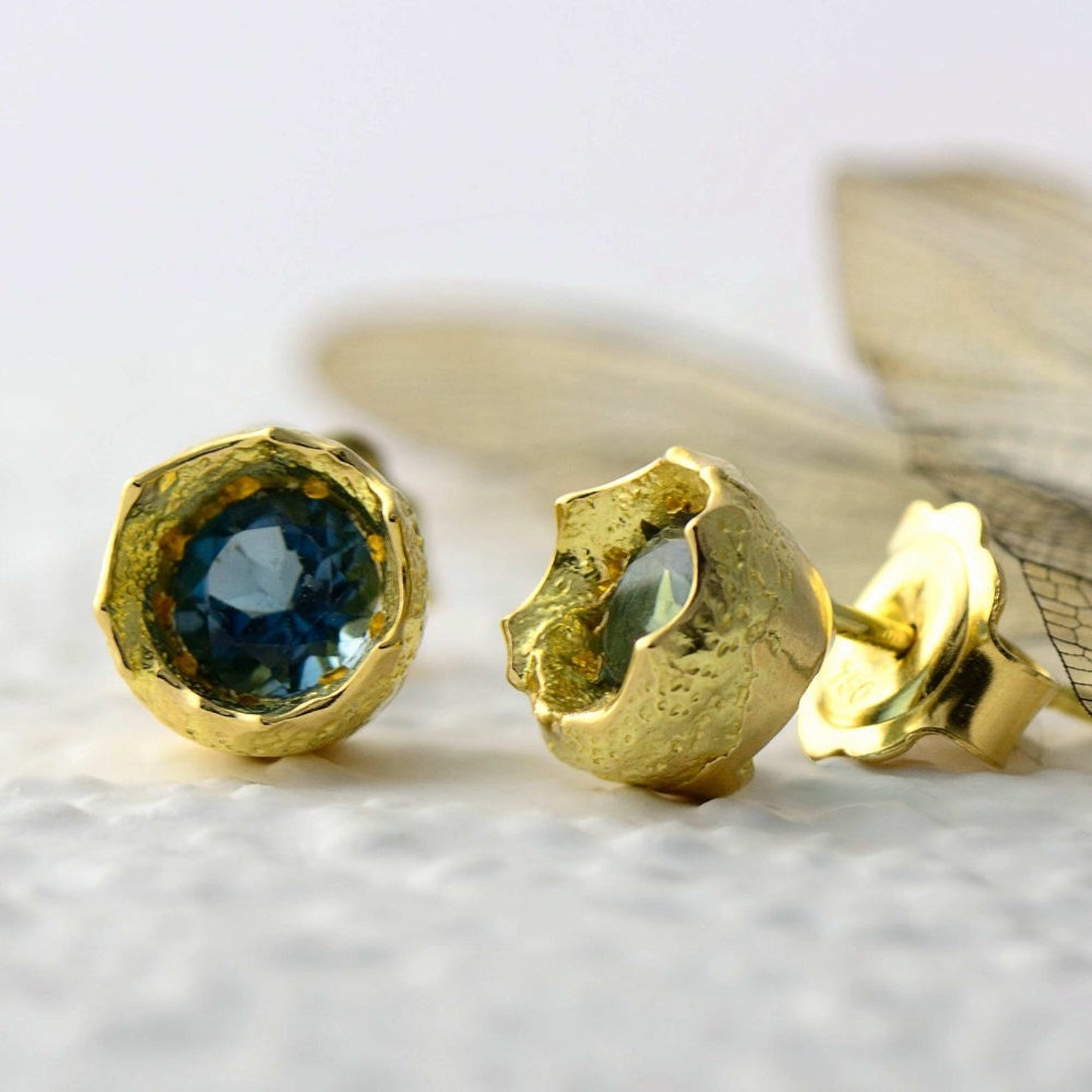 Topaz Stud Earrings Solid Gold Earrings Gemstone Earrings Etsy