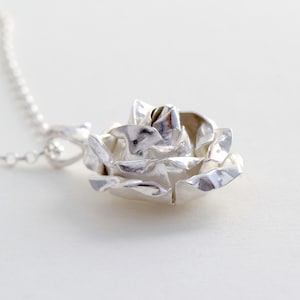 Handmade Sterling Silver Rose Pendant Necklace: Floral Jewelry Gift