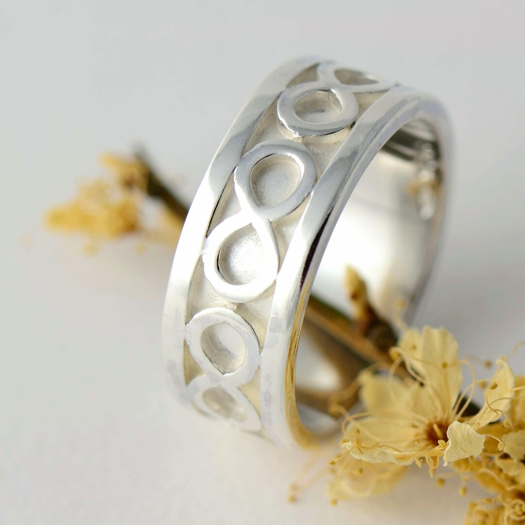 Silver Ring Patterned Infinity Pattern Sterling Silver Ring - Handcrafted Wedding Band - Etsy