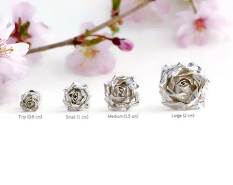 Silver Rose Earrings, Rose Stud Earrings, Flower Stud Silver Rose Earrings, Rose Stud Earrings, Flower Stud