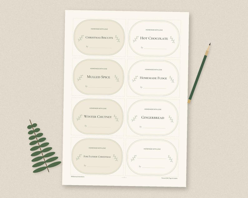 Vintage Botanical Christmas Gift Tags, Forest Jar Labels, Gifts of Time Coupons (PDF) image 9