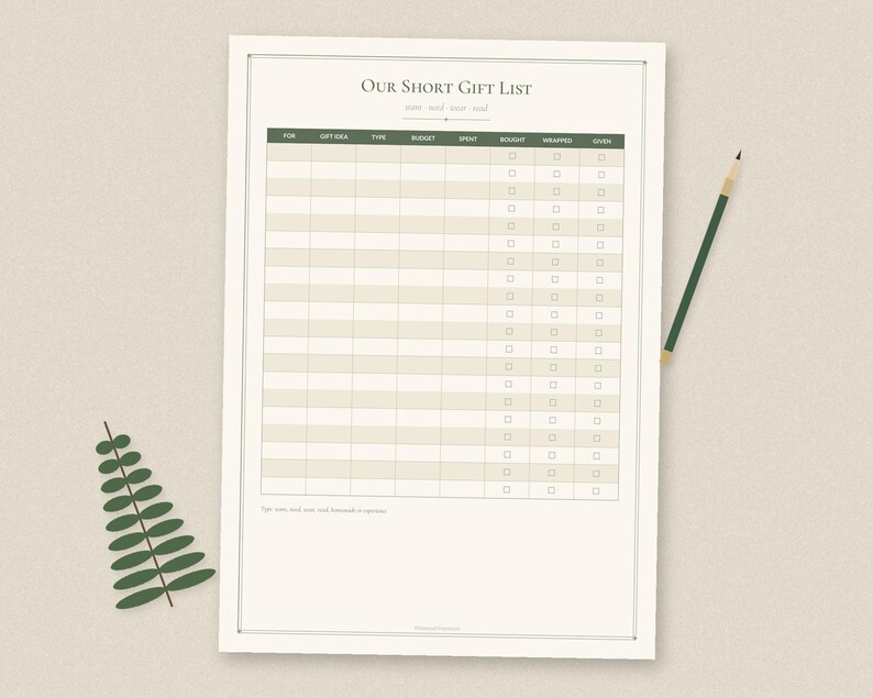Julklapps- och budgetspårare, avsiktlig julklappsutgiftslogg (PDF) bild 9