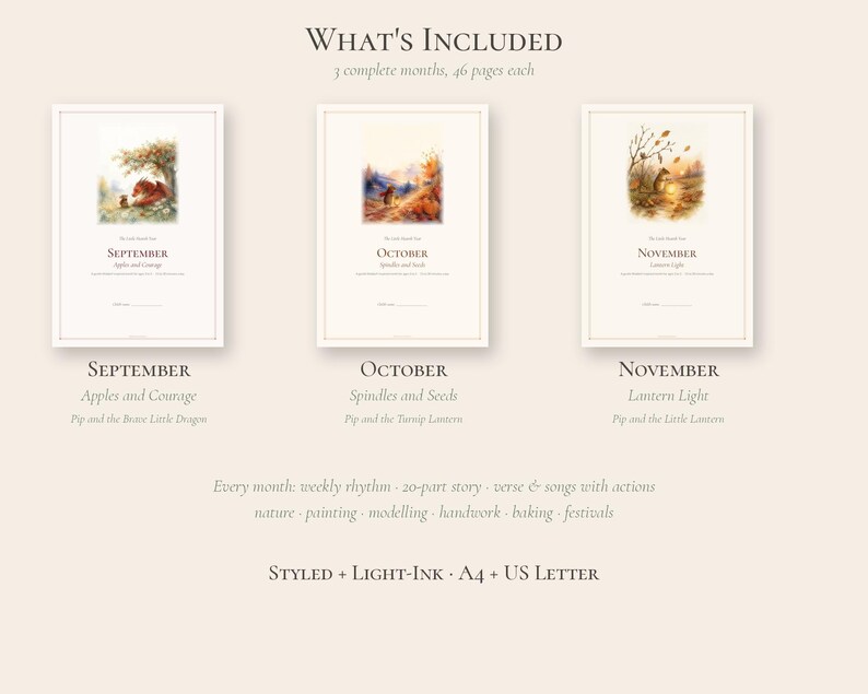 Waldorf Preschool Curriculum Autumn Bundle, September October November, Homeschool Ages 3-5 PDF image 3