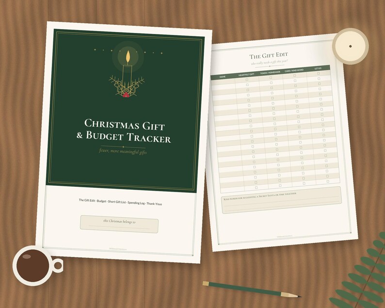 Julklapps- och budgetspårare, avsiktlig julklappsutgiftslogg (PDF) bild 1