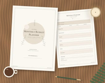 Maandelijkse budgetplanner, inkomstenoverzicht en factuurkalender van Soft Forest (PDF)