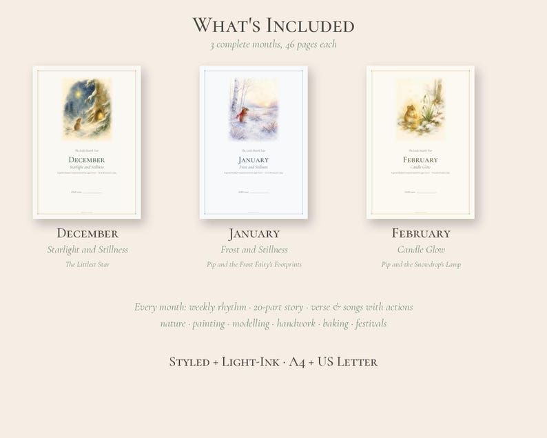 Waldorf Preschool Curriculum Winter Bundle, December January February, Homeschool Ages 3-5 PDF image 3