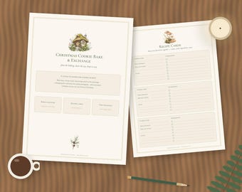 Christmas Cookie Bake Exchange Planner, Recipe Cards, Shopping List (PDF)