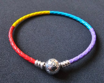 Pandora Regenbogen geflochtenes Leder Armband