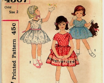 1960s Size 2 Breast 21 Girls Party Dress Hat Simplicity 4367 Vintage Sewing Pattern Flower Girl 60s