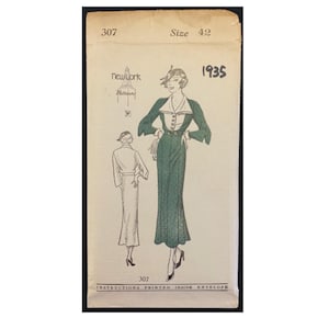 Ongesneden jaren 1930 maat buste 42 damesjurk Chemisette New York Styles 128 vintage naaipatroon Great Depression Plus volup 5-delige rok niet gekopieerd