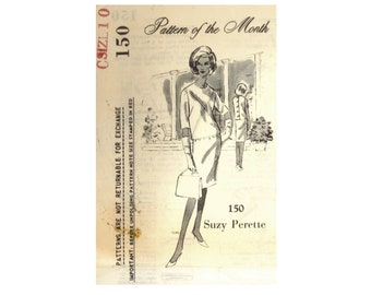 1960s Size 10 Bust 32 Suzy Perette Two Piece Dress Bias Cut Spadea 150 Vintage Sewing Pattern Mail Order Blouse Skirt Pattern of the Month