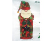 New VIP Cranston Print Works Bottle Cover Standing Santa Crazy Quilt Christmas Fabric Panel Stuffed Toy Soft Sculpture Uncut