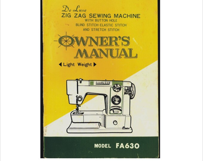 Vintage De Luxe Zig Zag Sewing Machine Manual Model FA630 FA 630 Morse